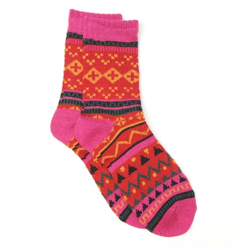 Red Mix Nordic Knit Socks by Peace of Mind